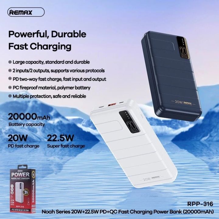 REMAX RPP-316 Noah Series 20W+22.5W PD+QC Fast Charging 20000mAh High ...