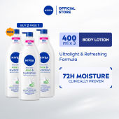 [BUY 2 FREE 1] NIVEA Body Lotion - Aloe & Hydration (400ml x 3) | Natural | Aloe Vera | Fresh | Anti Odour (Losen Badan)