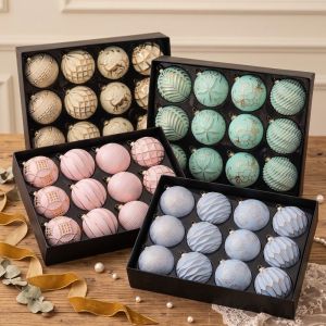 MODERNLUX 12PCS Bề  Sơn Đồ trang trí cây thông Noel Bề  có vân Thiết kế nổi Đồ trang trí treo Thanh lịch Có thể tái sử dụng. Đồ trang trí  Giáng sinh Trang trí cây thông Noel