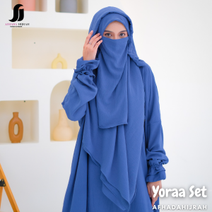 Afhadahijrah - Gamis wanita set hijab cadar yoraa denim baju dan jilbab instan syari free niqab
