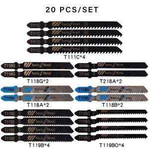 10/20Pcs Jigsaw Blades Set T-Shaft HCS Assorted Jig Saw Blades for Wood Plastic and Metal Cutting Blades for Black & Decker