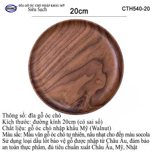 Đĩa Gỗ Óc Chó Nhập Khẩu Mỹ Liền Khối (Đủ Cỡ và Kiểu Mẫu) Đựng Đồ Ăn/Trang Trí/Chụp Hình/Decor/Phụ Kiện Chụp Ảnh/Trang Trí Món Ăn