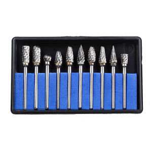 10 cái Vonfram Thép mài Đầu Carbide Mũi khoan Bộ Kim cương Bit Công cụ khắc gỗ Công cụ quay Mini Bit Bộ Khắc gốc Bộ SF