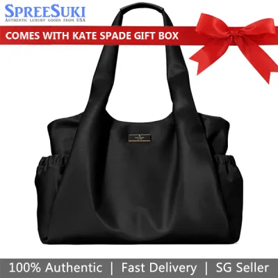 Kate Spade Handbag In Gift Box Carter Nylon Large Baby Bag Black # KL960