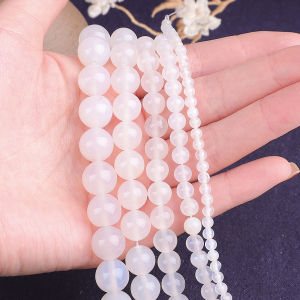 Natural Stone White Agate Beads 4/6/8/10/12MM Round Beads For Jewelry Making DIY Couple Bracelet Necklace