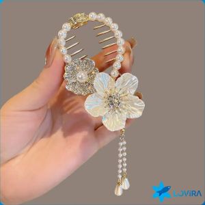 LoviRa Pearl butterfly mermaid tassel hairband buckle hair clip with high ponytail buckle clip