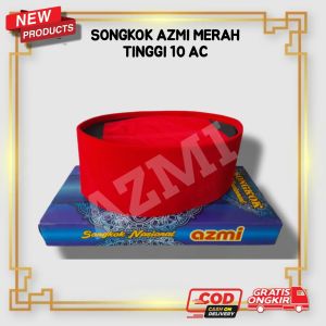 Songkok Merah Polos Songkok Nasional Azmi Merah Tinggi 10 AC Dijamin Berkualitas