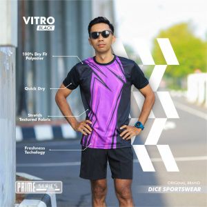DiCE PRIME Jersey Vitro Black Kaos Olahraga Premium Dryfit Polyester