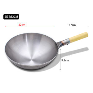 Onetwone 32/34/36/38/40cm  Handmade iron wok Chinese traditional Woks Stir-fry Pans cooking pot for Chef Light Pot with wooden handle Gas cookware