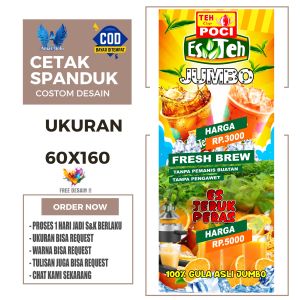 Cetak Spanduk Banner ES TEH POCI JUMBO JERUK PERAS Costom Desain