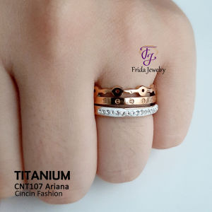 Cincin Ori Titanium Ariana Model Elegan Mewah Perhiasan Fashion IMport Kualitas Premium Awet Bisa dipakais sehari-hari Anti Luntur cnt107