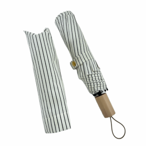 SHIHENG Windproof Striped Folding Umbrella Sun Rain Dual-Use INS Mini Sunshade Umbrella Practical UV Protection Hand Operated Parasol Beach Use