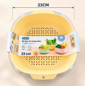Bộ Thau Rổ Vuông Yoko 2 Trong 1 – Rổ Rửa Rau Có Thau Hứng Nước Để Ráo Rau Củ Mỗi Ngày Trong Bếp