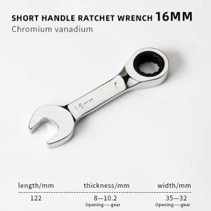 BETTERFORM 1Pcs 72 Teeth Ratchet Socket Spanner Reversible Combination 6-19mm Stubby Single Wrench Steel Nut Repair Tool