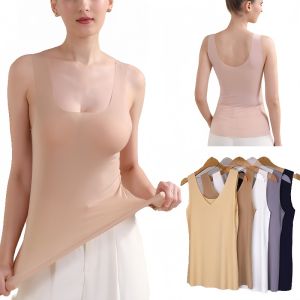 Ruizhijzg Plus Size M-5XL Womens Ice Silk Sleeveless T Shirts Summer Ladies Girls Tank Top Sport Casual Underwear Vest Female Thin Bra Singlet Plain Color Female Round-Neck Camisole