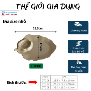 Đĩa trái cây 3 size đĩa nhựa có ngăn chấm tương đĩa trái cây có ngăn chấm muối màu nâu ( vàng kem)
