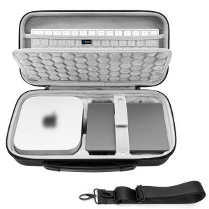 Geekria Hard Travel Case Compatible with 2024 Mini Desktop Computer Fit for Magic Keyboard Magic Mouse and Magic Trackpad and Accessories (Dark Gray)