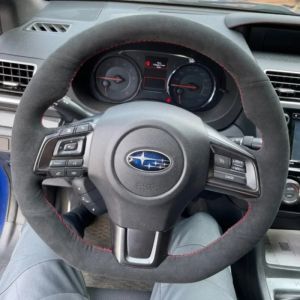 Kaly For Subaru WRX STI Levorg 2015-2019 DIY Non-slip Super-fine Car Steering Wheel Cover Red Mark Soft Suede Interior H8M4T