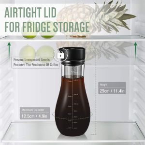 Coffee Maker Cold Brew Coffee Maker Glass Iced Coffee Tea Brewer with Removable Stainless Steel Airtight SealSoulhand Cold Brew Pitcher with Filter for Iced Coffee Hot Tea Fruit Beverage Brewing