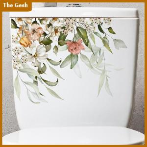 [The Gesh] Green Plant Leaves Flower Wall Sticker Bathroom Toilet Decor Living Room Cabinet Home Decoration Decals Beautify Self Adhesive Mural