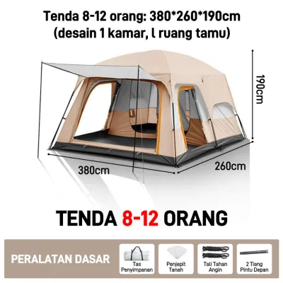 Tenda Camping 8-12 Orang Lipat Waterproof Otomatis windproof Tenda Pertemuan Keluarga Tenda Besar outdoor tenda Portable