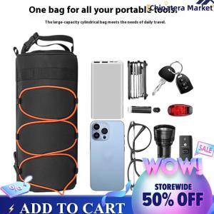 【Chinatera】Waterproof Outdoor Bicycle Handlebar Storage Pack with Handle Strap Bike Front Bag for Folding Road Mountain Bike