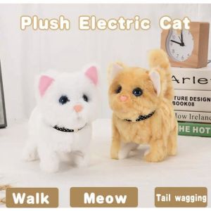 Electric Walking Cat Plush Stuffed Interactive Kids Toys Mainan Kucing Cat Walking Baby Educational Toys Birthday Gift 2895