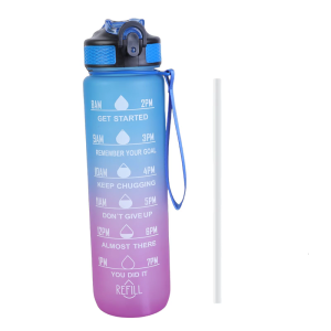 Portable 1L Water Bottle with Leak Proof Lid and Straw Elegant Bottle Suitable for Work School and Outdoor Sports