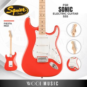 Squier FSR Sonic Stratocaster Electric Guitar w/White Pickguard Maple FB Fiesta Red