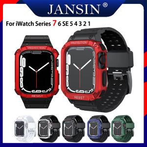 สาย สำหรับ Apple Watch 45มม 41มม 42มม 44มม 38มม 40มม สายซิลิโคนสำหรับเล่นกีฬาสำหรับ i Watch Series 8 7 6 SE 5 4 3 2 1 สาย ด้วยเคสป้องกั