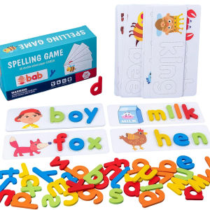 BZAJGEJGESG Early Educational Wooden Word Spelling Game Learning Toy Boxed Children Colorful Alphabet Letter Matching Puzzle Games For Boys and Girls