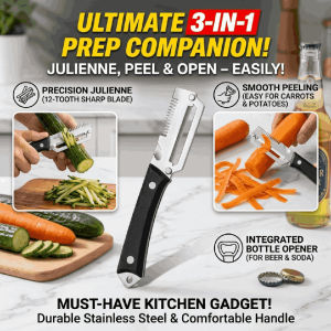Black Handle Peeler/Slicer Stainless Steel Sharp Blade Bottle Opener Vegetable Chopper Kitchen Shredder Portable Peeling Tool