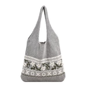【COD&Fast Delivery】 Crochet Design Knitted Bag Hollow Woven Mesh Pattern Beach Bag Crossbody Style Simple Design Tote Bag Beach Use