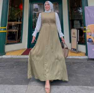 Gamis Muslim Mona Resleting Busui Ukuran MLXLXXL Jumbo Terbaru Bahan Rayon Twill Premium Terlaris