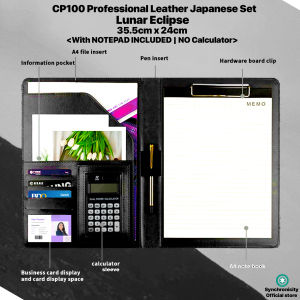 Minimalist Clipboard CP100 Professional Leather Japanese Set - Document Wallet | Ring Binder A4 Clipboard Folder Document Organizer Business Padfolio Conference Calculator Notepad for Interview Meeting School by Synchronicity