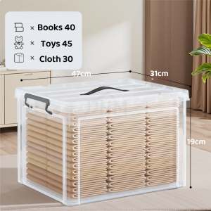 NDD Extra Large Multi-Compartment Transparent Storage Box with Lid for Clothes and Toys