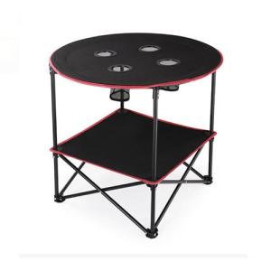 Hewolf Compact Metal Portable Outdoor Picnic Table with Oxford Cloth 4 Cup Holders and Carrying Bag