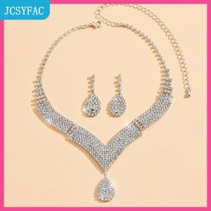 JCSYFAC 2pcs thời trang thạch dây chuyền bông tai trang sức Set phụ kiện đám cưới của phụ nữ Quà Tặng