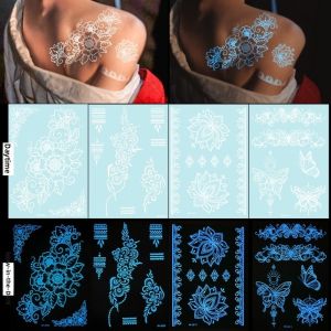 MISSLADY White Luminous Henna Tattoo Sticker Leg Arm Wedding Tool Body Art Sticker Fashion Long Lasting Lace Temporary Tattoo Women/Lady