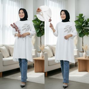 CARLINA Tunik Jumbo Wanita Katun Cringkle Sablon Emas