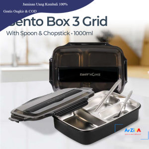 TaffHOME Kotak Makan Lunch Box Stainless Steel 3 Grid 1L - OU1000