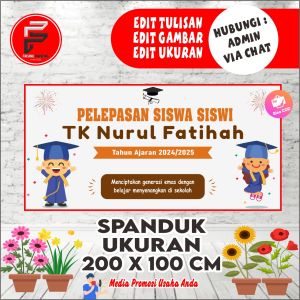 Spanduk Perpisahan / Banner Pelepasan / Spanduk Wisuda / Banner Pentas Seni / Spanduk Pembagian Raport / Banner Kenaikan Kelas Ukuran 2 x 1 meter