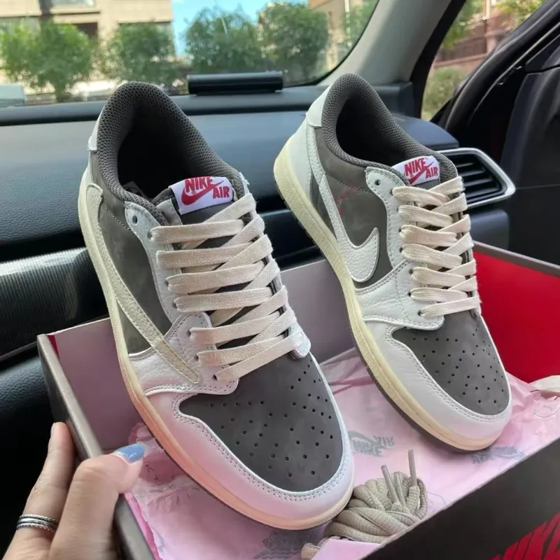 Adapted Travis Scott AJ1 Low white brown reverse mocha ts barb 3.0