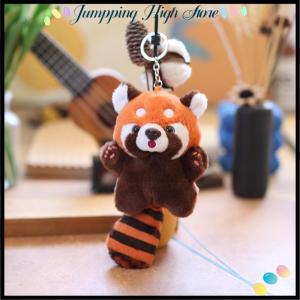 【Jumpping】 ตุ๊กตาหมีแพนด้าแดงรูปตัวการ์ตูนน่ารักมีจี้ตุ๊กตานุ่มนิ่มสำหรับเป็นของขวัญสำหรับเด็ก