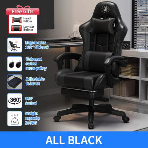 HAHABABY Gaming Chair Ergonomic Office Chair with Footstool and Dual Pillows E-sports Reclining Chair