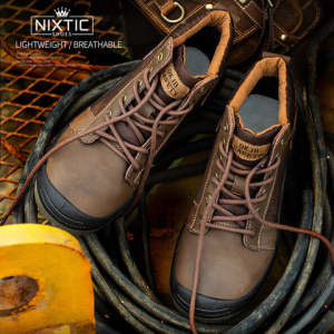 Nixtic Craftsman Lightweight Safety Shoes Steel Toe Cap Anti-Smashing Kasut Kerja XXL Brown