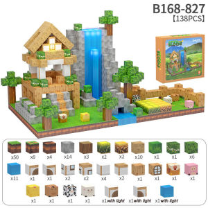 Leiao UT【🔥READY STOCK 🔥】MY MORLD/Plants vs. Zombies Building Block Mainan with lamp 4D Magnetic Building Blok Bangunan Magnet Cube Mine World Set for Boy Girl Kid Age 3+ DIY Model Children STEM Sensory Toy Christmas Gift