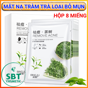 Hộp Chứa 8 Miếng Mặt Nạ Tràm Trà BINGJU Tea Tree Removing Acne Mask Miếng 28ml – Kiểm Soát Dầu Nhờn Làm Sạch Da Mặt Ngăn Ngừa Mụn