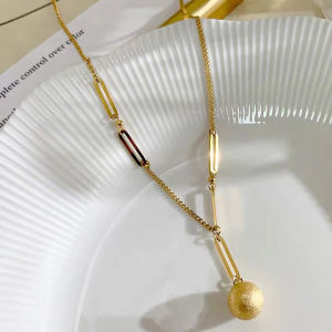 Gold chain frosted ball pendant necklace for womens fashion collar chain