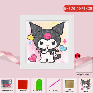 Kids 5D Diamond Painting Kit with Frame - Kuromi & Cute Bear Designs New DIY Craft Set for Room Decor & Birthday Gifts